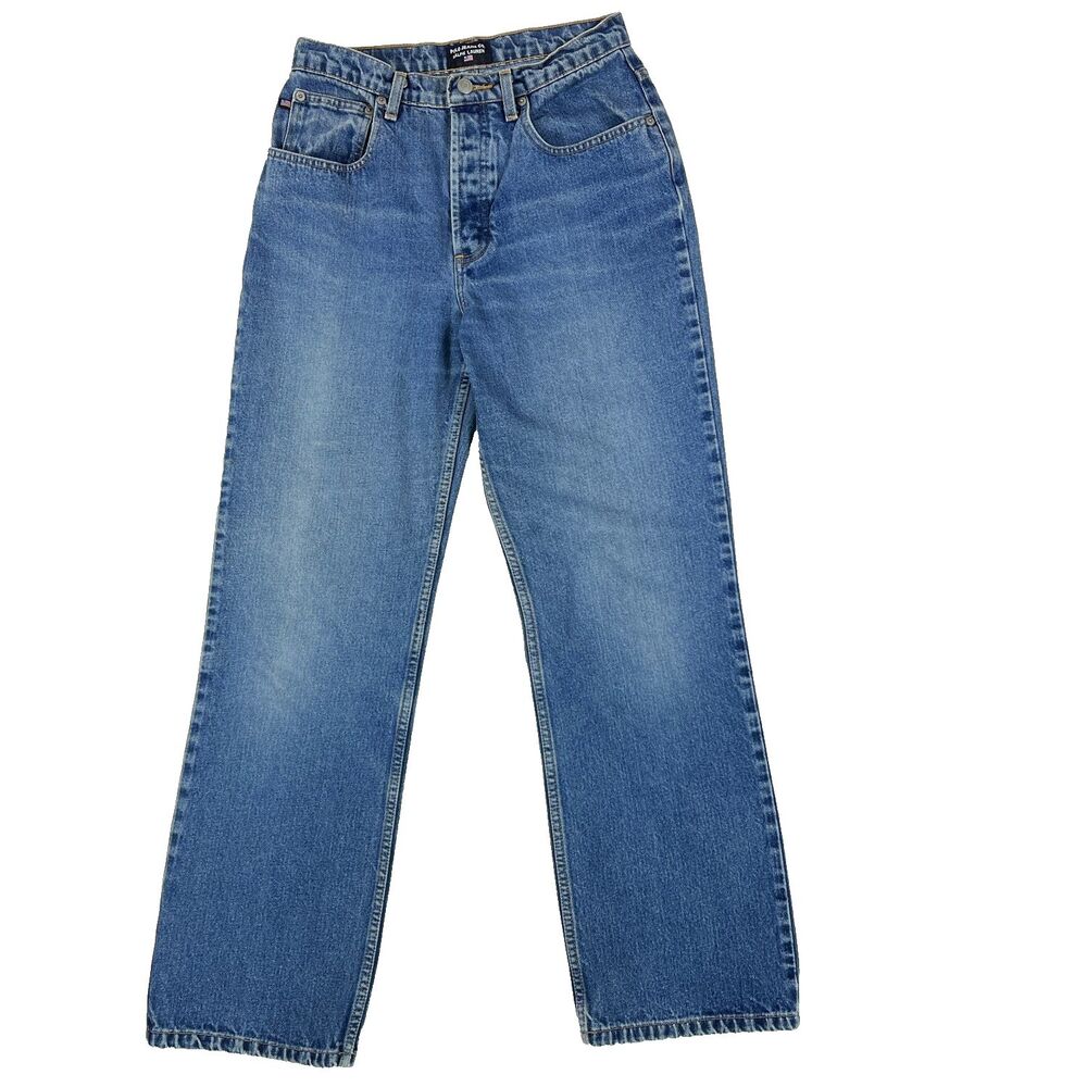 Polo Jeans Co Ralph Lauren Button Fly Jeans Womens Size 10 RL Leather Patch Y2K